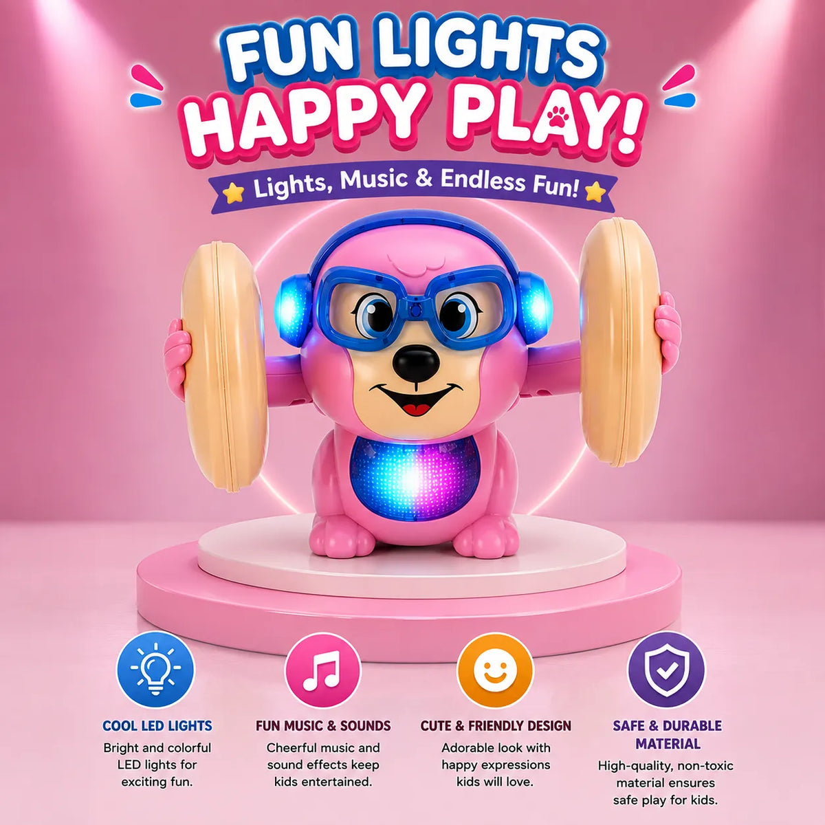 Dancing Monkey Toy with Headphones & Glasses (116-1)
