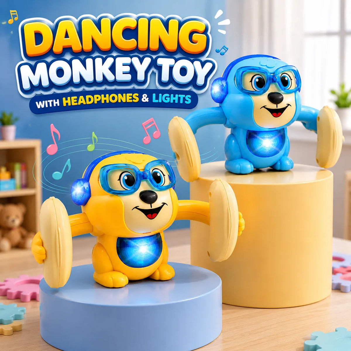 Dancing Monkey Toy with Headphones & Glasses (116-1)