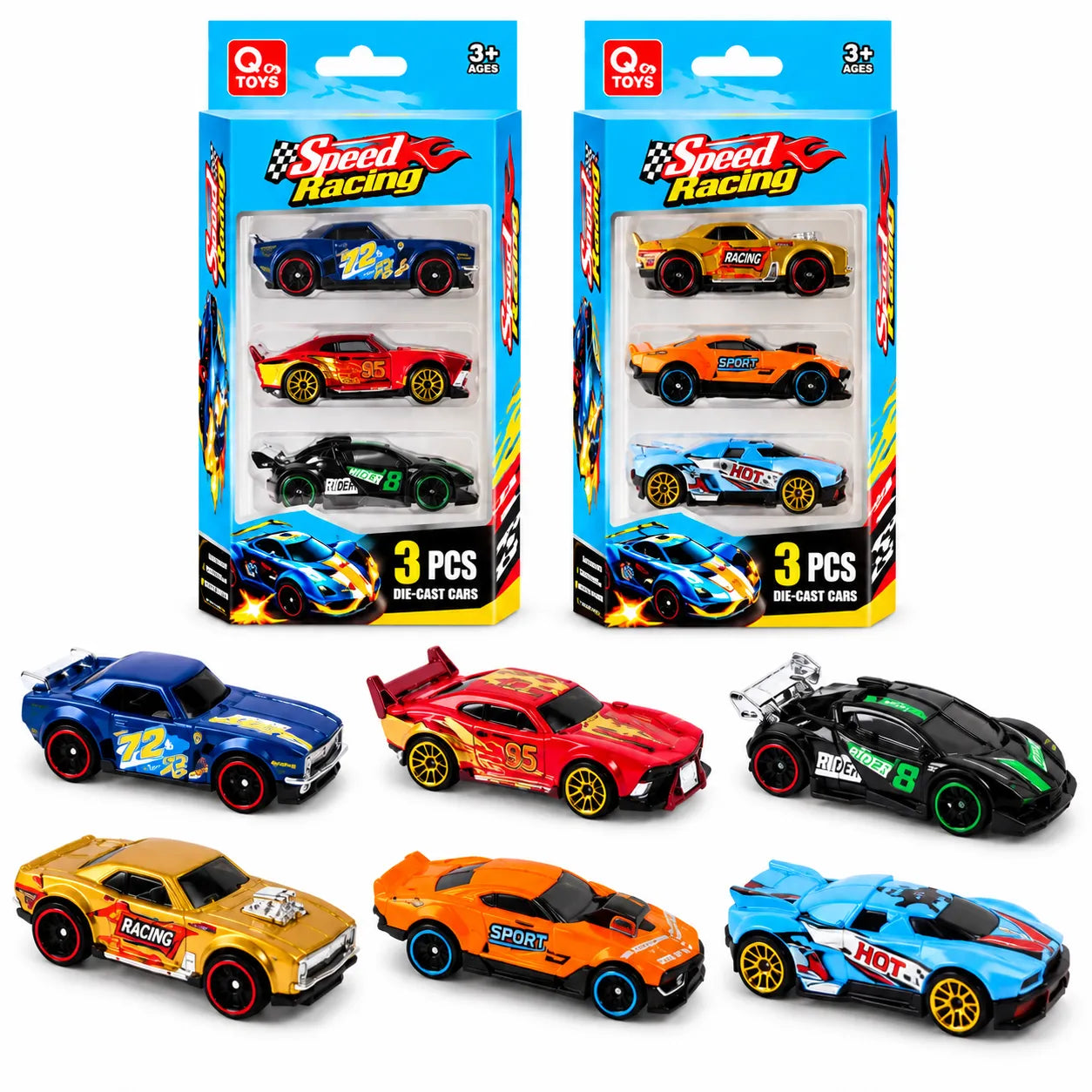 3 Pcs Die-Cast Metal Racing Cars Set for Kids