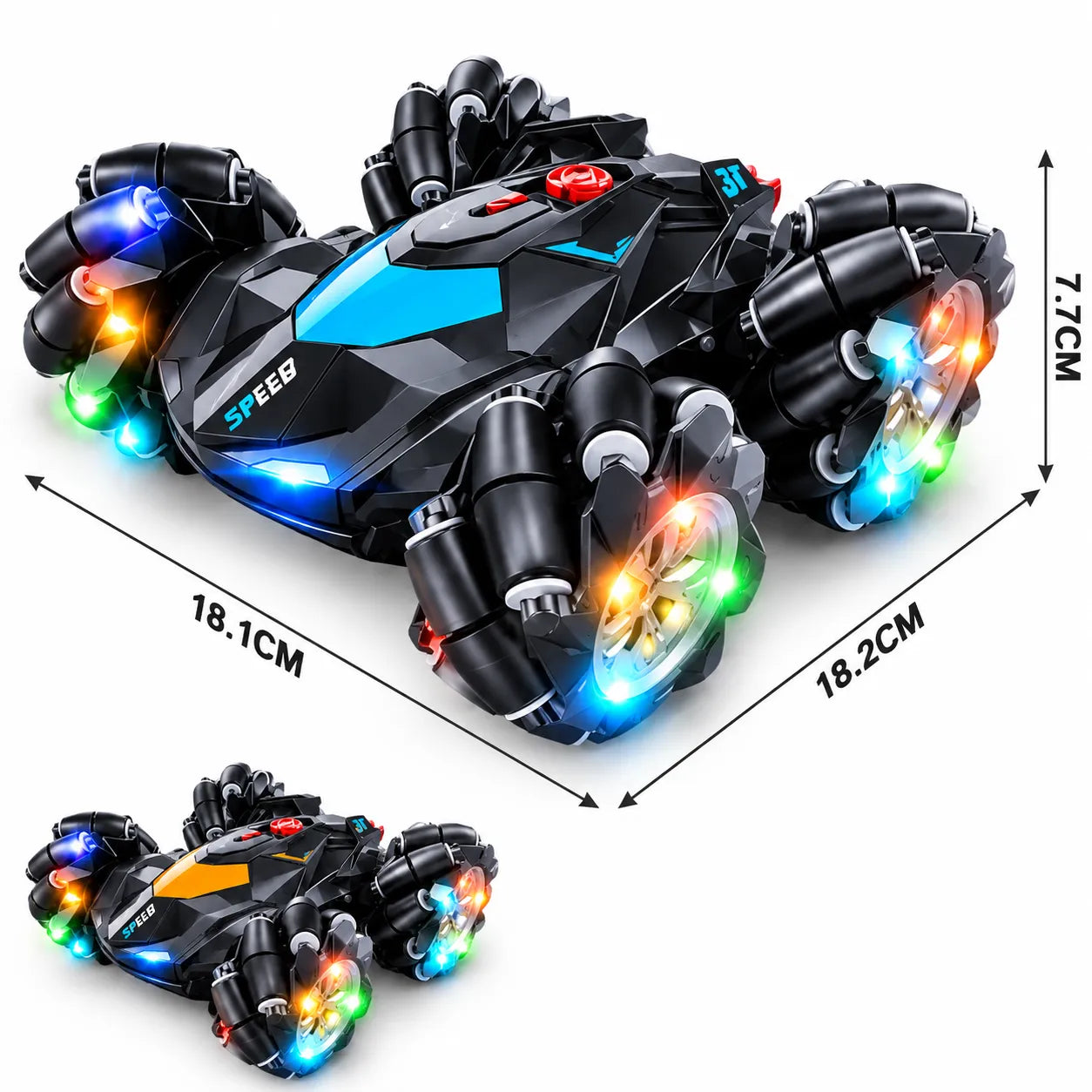 Double-Sided Tumbling Stunt RC Car with Smoke Effect and Remote Control