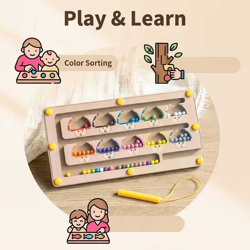 Magnetic Colors & Numbers Matching Maze Game