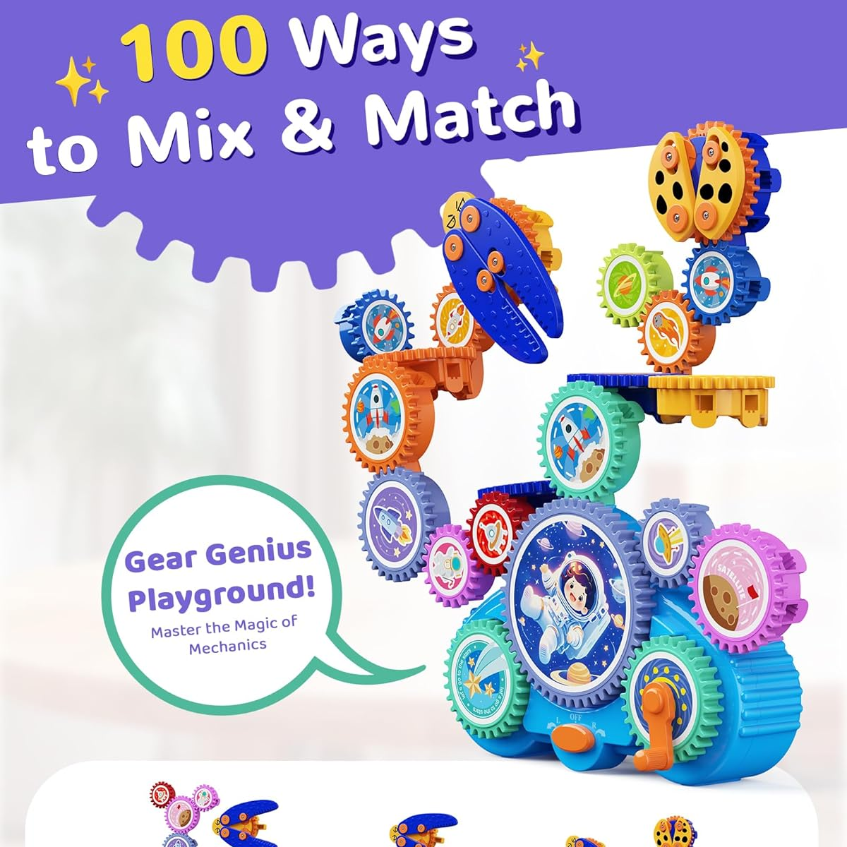 Gear Building Electric & Manual Engineering Learning Blocks for Kids (217)