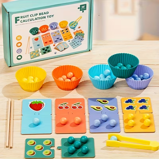 Wooden Beads, Color Sorting Puzzle Set
