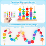 Montessori Wooden Beads Sequencing & Shape Matching For Kids (2025-24)