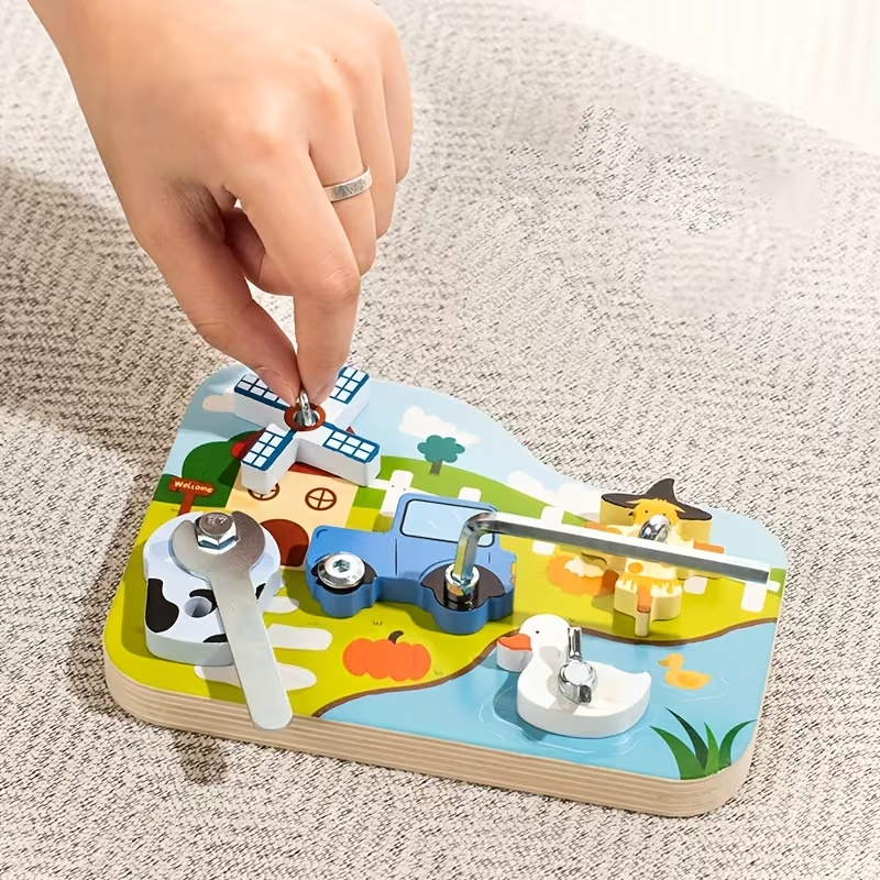 Wooden Farm-Themed Screw Board For Kids (2025-20)