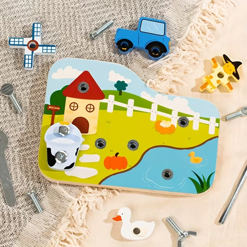 Wooden Farm-Themed Screw Board For Kids (2025-20)