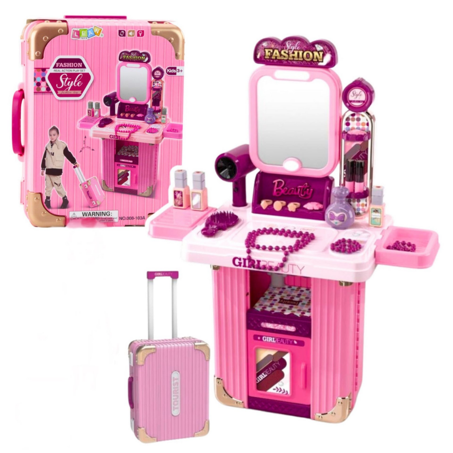 Dress up Pretend Play Princess Hair Salon Toy with Light & Sound (008-603A)
