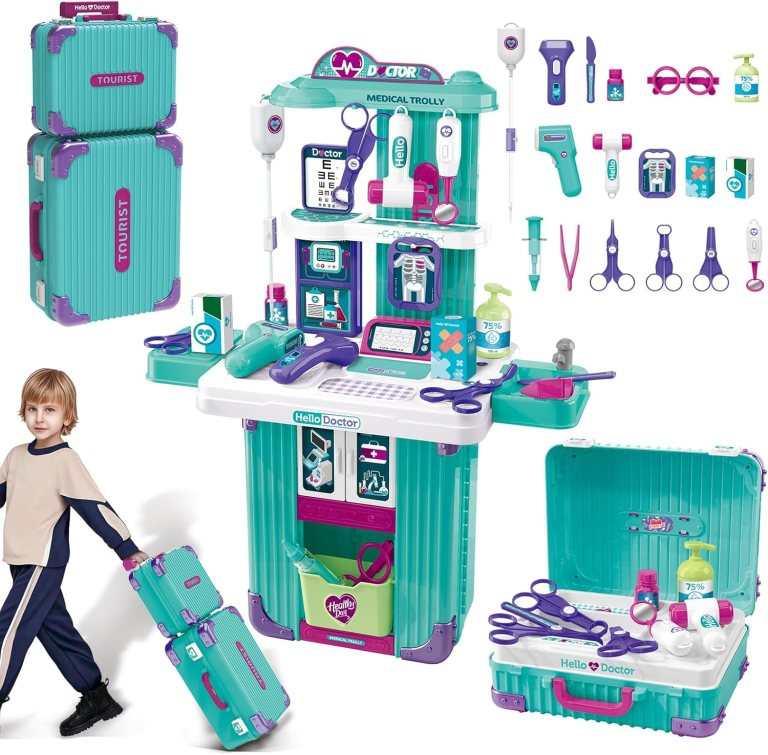 Doctor Trolley Medical Playset – Play Doctor Kit, Pretend Play Hospital Set (008-605A)
