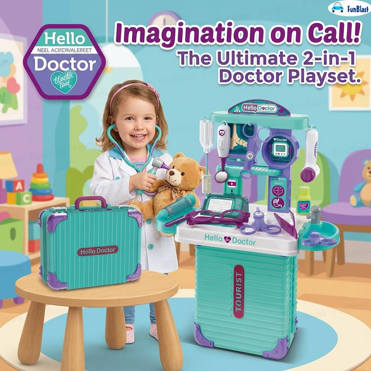 Doctor Trolley Medical Playset – Play Doctor Kit, Pretend Play Hospital Set (008-605A)