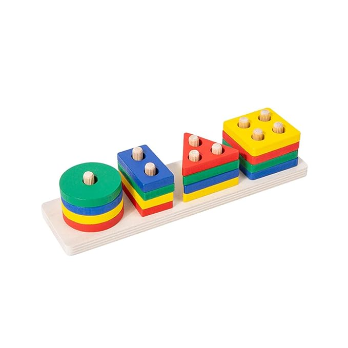Wooden Geometric Shape Blocks For Kids - 4 Shapes (2025-57)