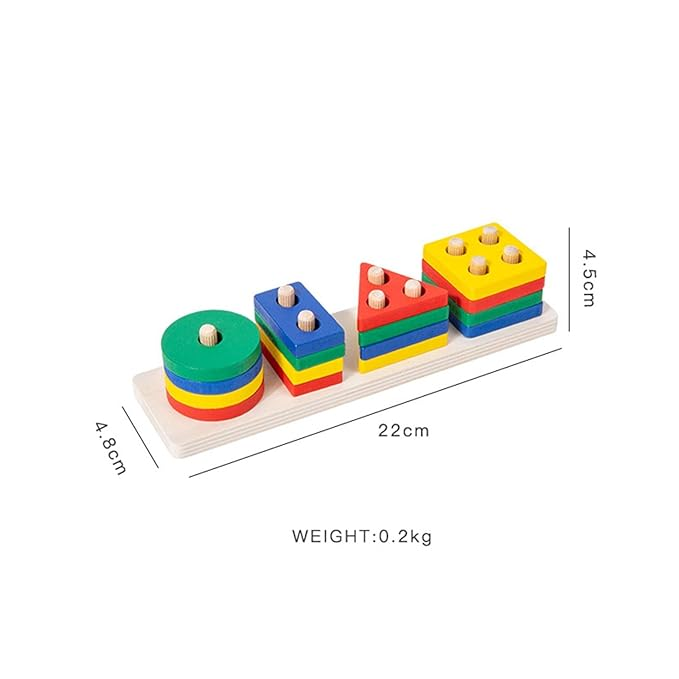 Wooden Geometric Shape Blocks For Kids - 4 Shapes (2025-57)