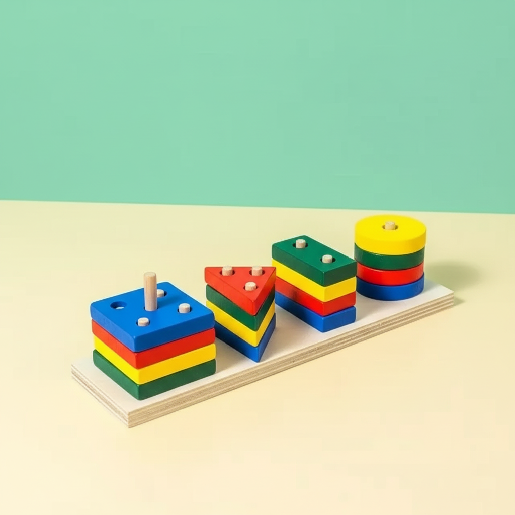 Wooden Geometric Shape Blocks For Kids - 4 Shapes (2025-57)