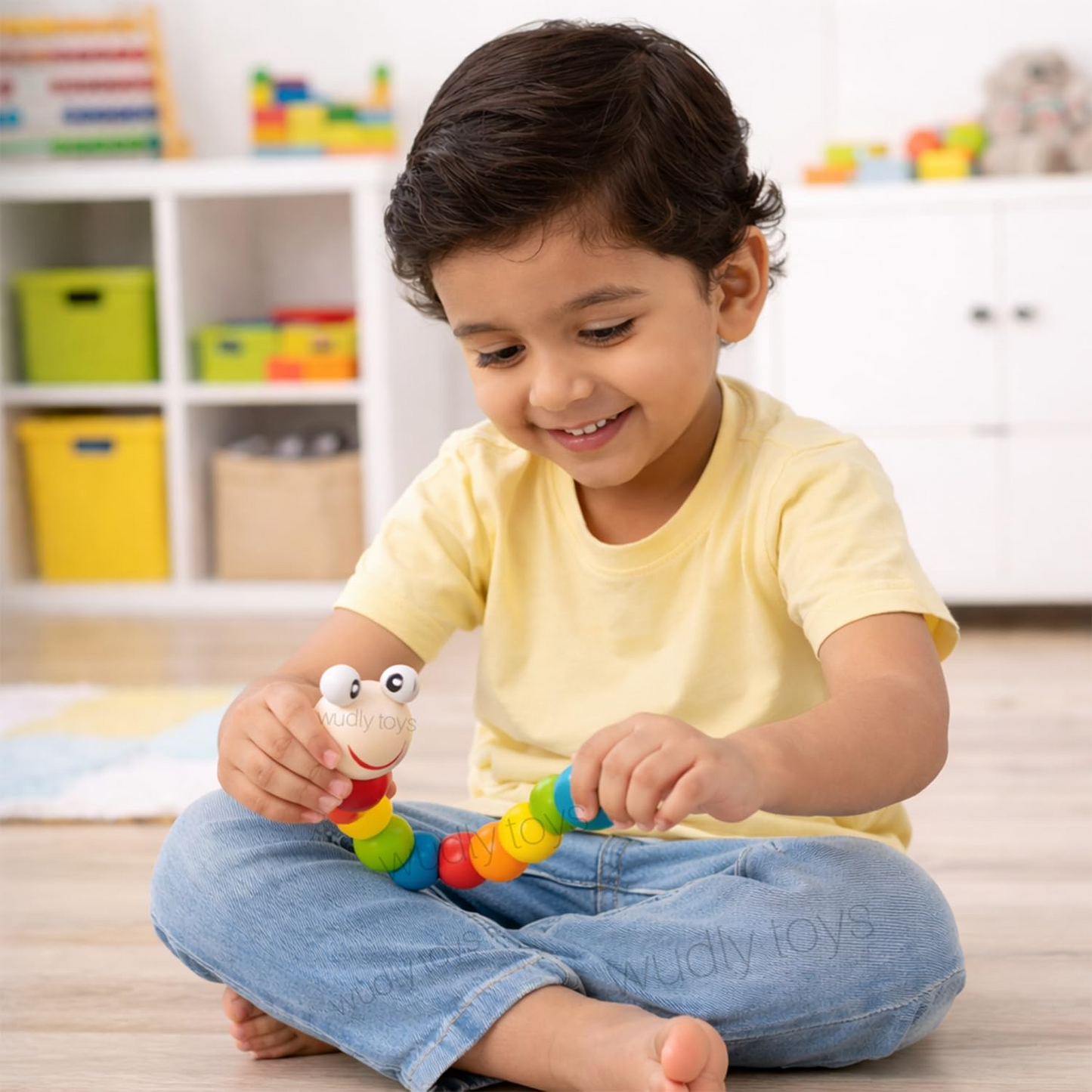 Flexible Wooden Caterpillar Twist Toy for Kids