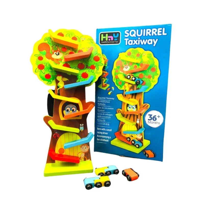 Squirrel Taxiway - Wooden Car Ramp Toy for Kids