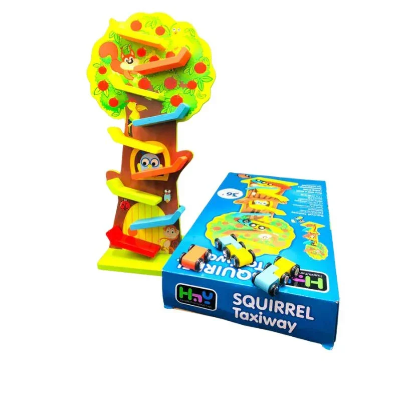 Squirrel Taxiway - Wooden Car Ramp Toy for Kids