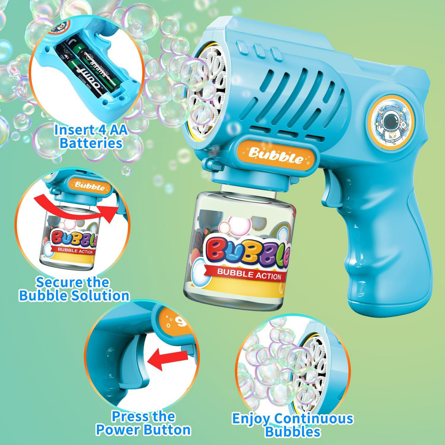 Cartoon Bubble Gun for Kids (Random Color | AL-2037)