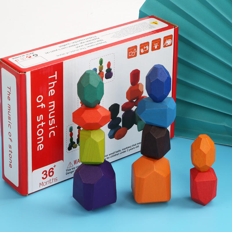 Colorful Wooden Stones Balance Stacking Game For Kids (2025-43)