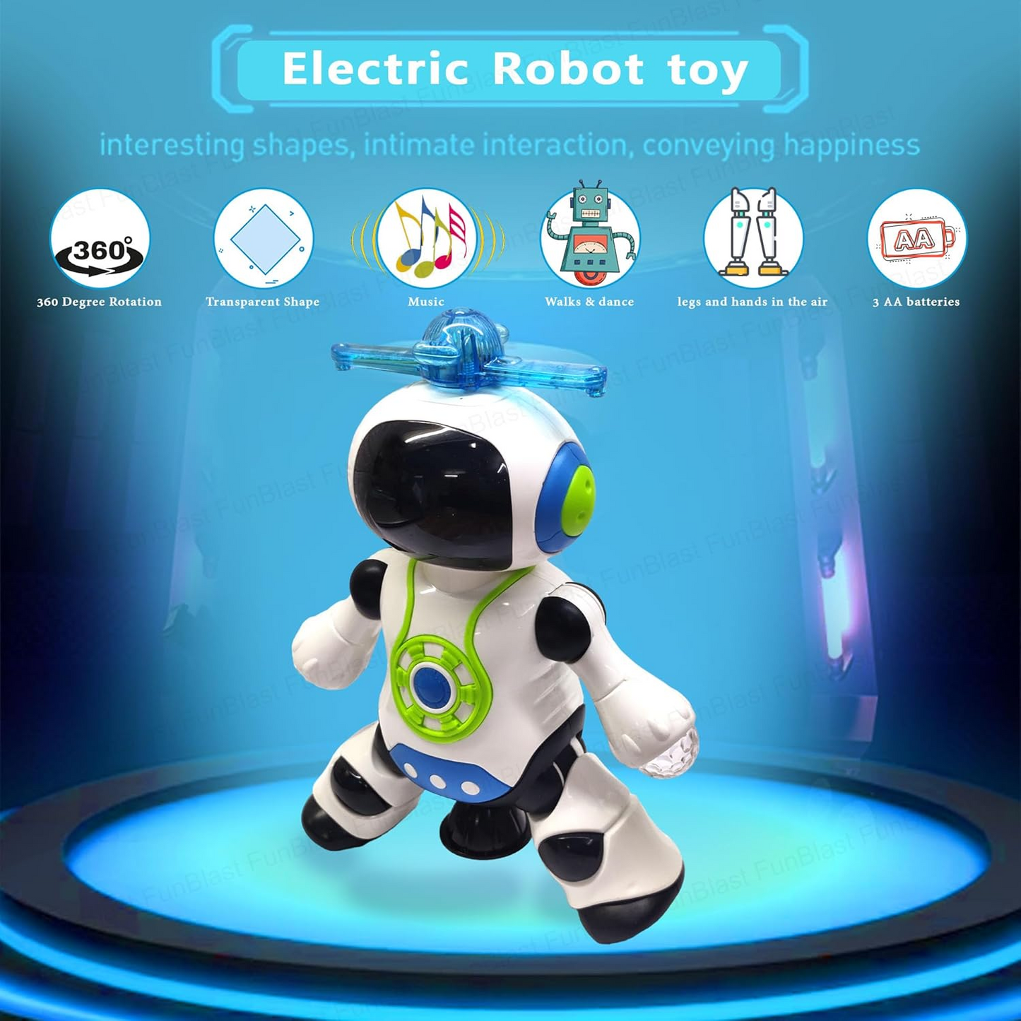 3D Flashing Lights Robot for Kids Toy With 360 Degree Rotation