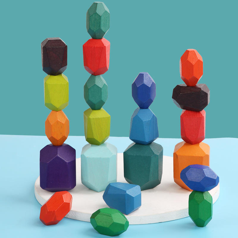 Colorful Wooden Stones Balance Stacking Game For Kids (2025-43)