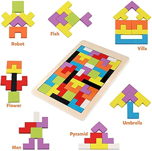 Wooden Intelligence 40 Pcs Russian Puzzle Blocks