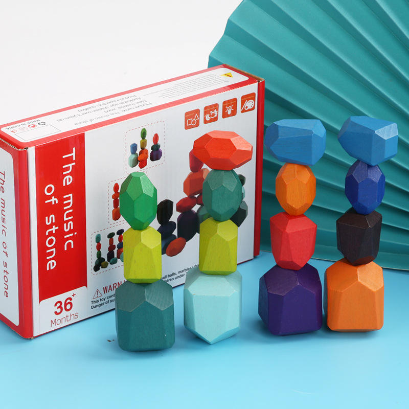 Colorful Wooden Stones Balance Stacking Game For Kids (2025-43)