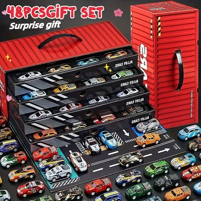 48 Pcs Mini Diecast Toy Cars Set for Kids With Container (366-160)