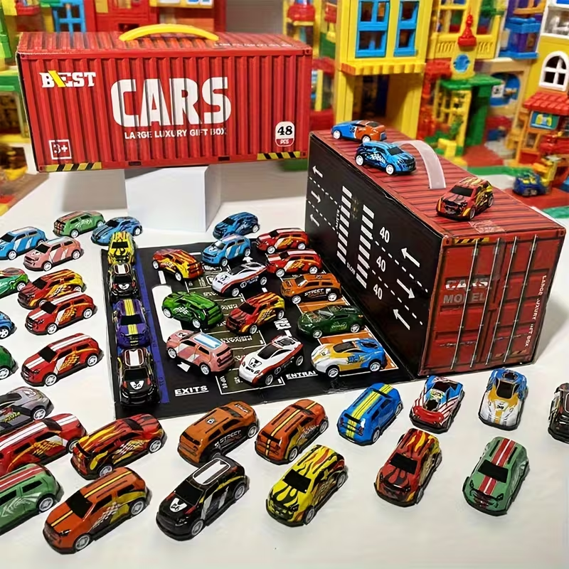 48 Pcs Mini Diecast Toy Cars Set for Kids With Container (366-160)