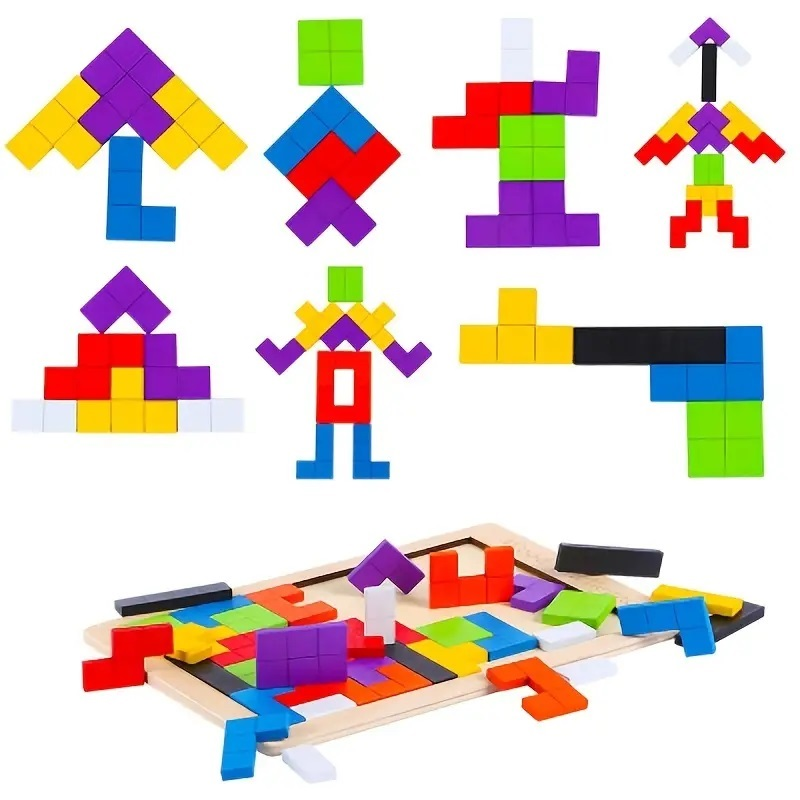 Wooden Intelligence 40 Pcs Russian Puzzle Blocks