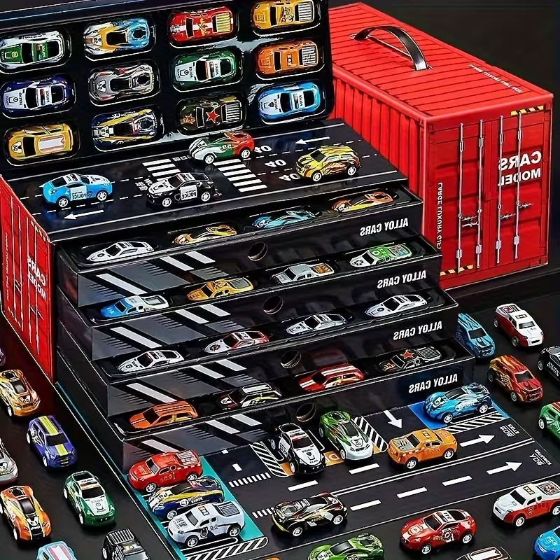 48 Pcs Mini Diecast Toy Cars Set for Kids With Container (366-160)