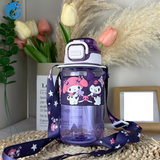 Straw Water Bottle with Pop-Up Lid & Strap (029-52)