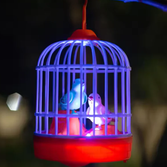 Kids bird cage toy with light and sound, interactive musical bird toy