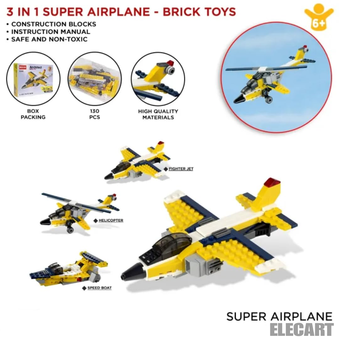 Architect Airplane Brick Toy 3-in-1 Building Blocks – (130 Pieces | 3105)