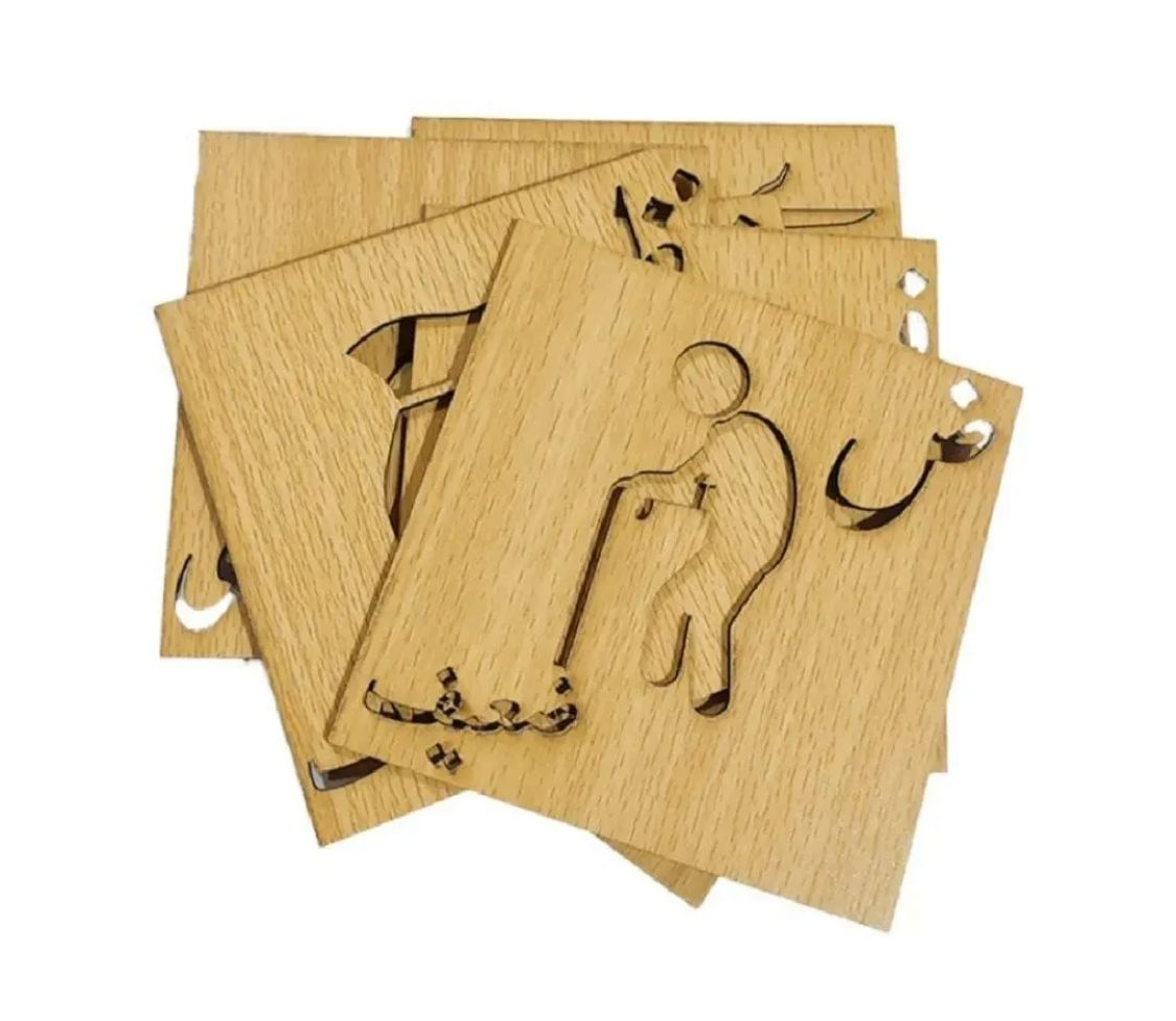 Wooden Urdu & English Alphabet & Shape Stencils Set