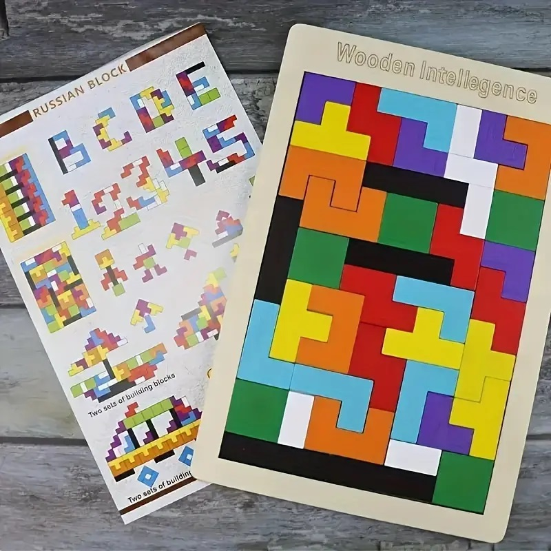 Wooden Intelligence 40 Pcs Russian Puzzle Blocks
