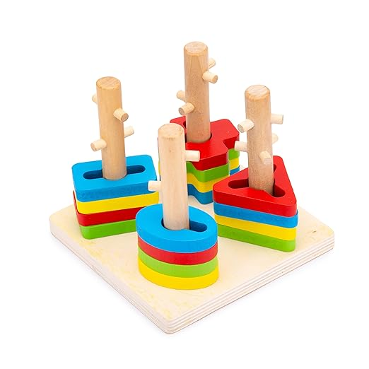 Geometric Shapes 4 Columns Stacking Puzzle For Kids (2025-53)