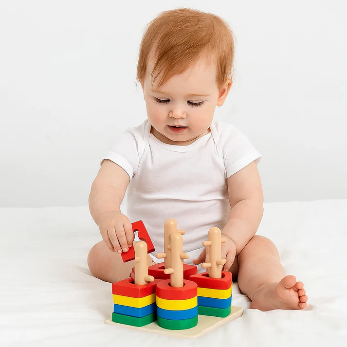 Geometric Shapes 4 Columns Stacking Puzzle For Kids 