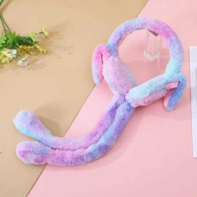 Bunny Earmuffs With Moving Ears - Soft Rabbit Warm Earmuffs For Kids (Purple)