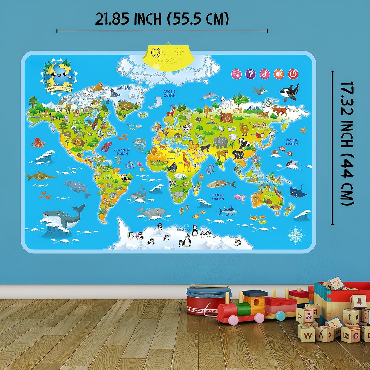Interactive Talking Animal World Map with Sound For Kids