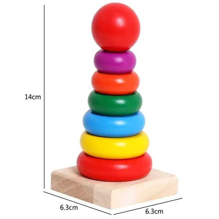 Wooden Stacking Rainbow Tower For Kids (2025-58)