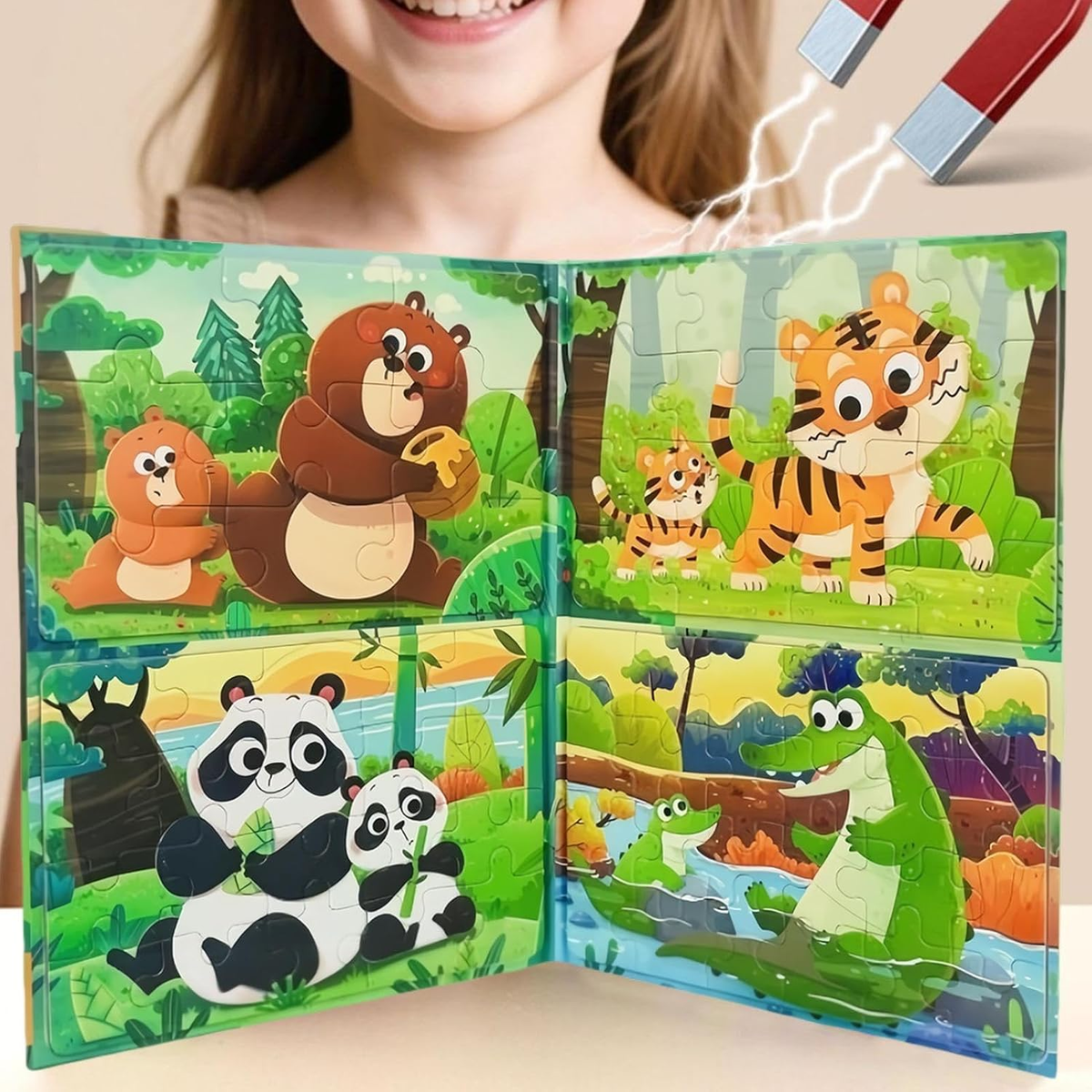 Creative Magnetic Puzzle Book for Kids (Fairy, Sea & Animal Themes)