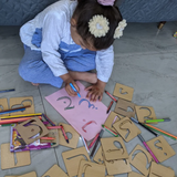 3-in-1 Wooden Kids Drawing Stencils & Puzzle Set – Urdu, English & Math
