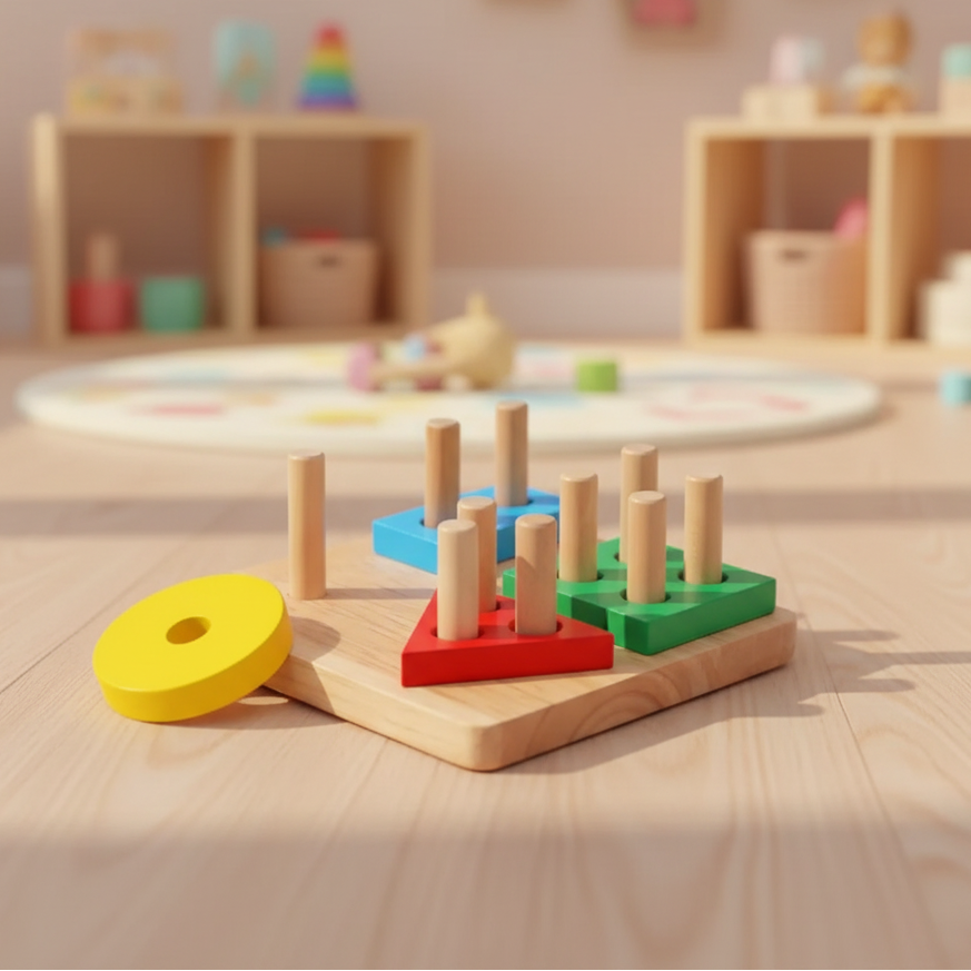 Wooden Geometric Shape Matching Blocks For Kids (2025-56)