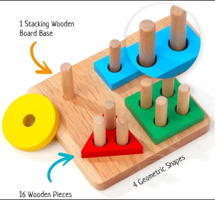 Wooden Geometric Shape Matching Blocks For Kids (2025-56)