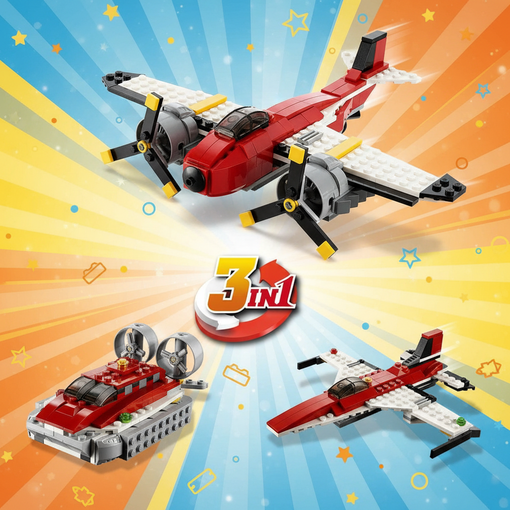 Architect 3-in-1 Fighter Jet, Boat & Airplane Building Blocks (241+ Pcs | 3111 )