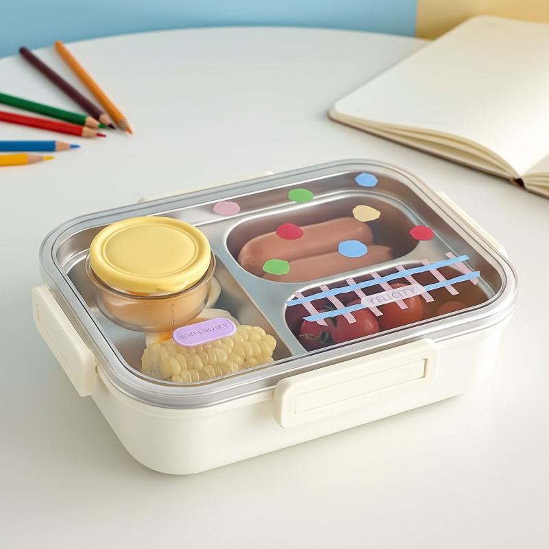 Stainless Steel Lunch Box For Kids With Sauce Container (029-8)