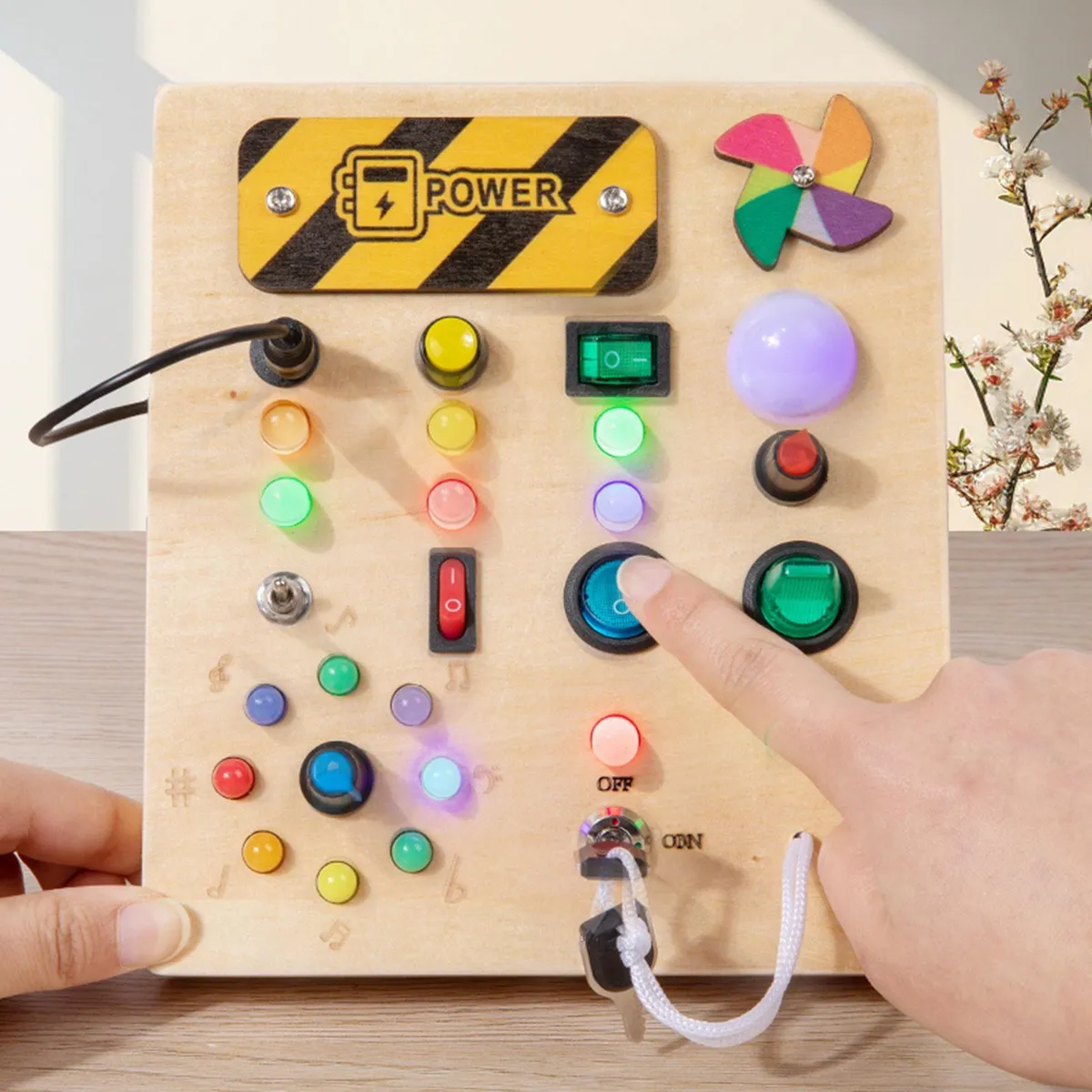 Electric Educational Wooden Montessori Toy with LED Light Switch (TC-044)