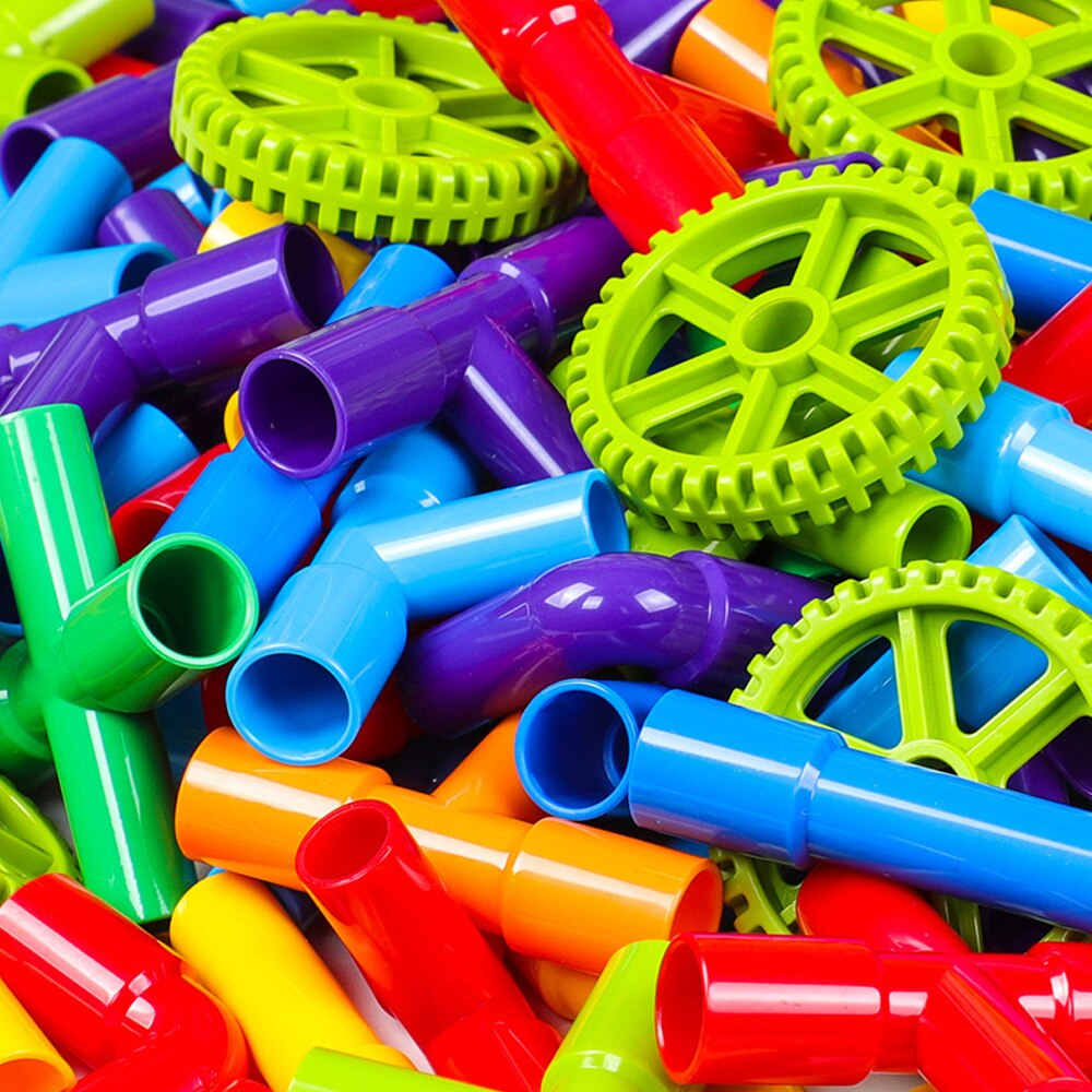 Colorful Creative Pipe Puzzle Building Blocks for Kids With Wheels (64 Pcs | 5117)