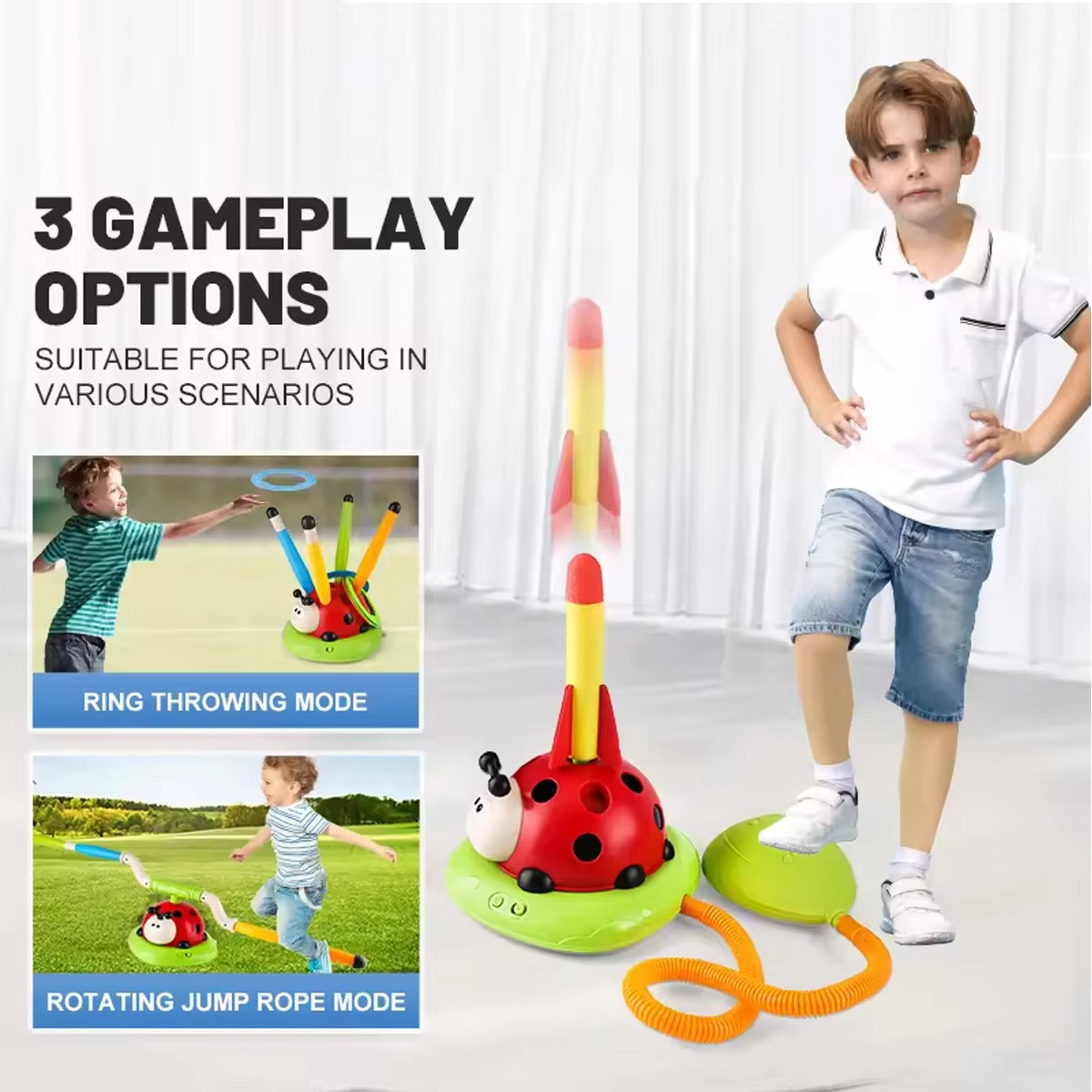 3-in-1 Activity Toy Set Ladybug RC Sports with Rocket Launcher (296Y)