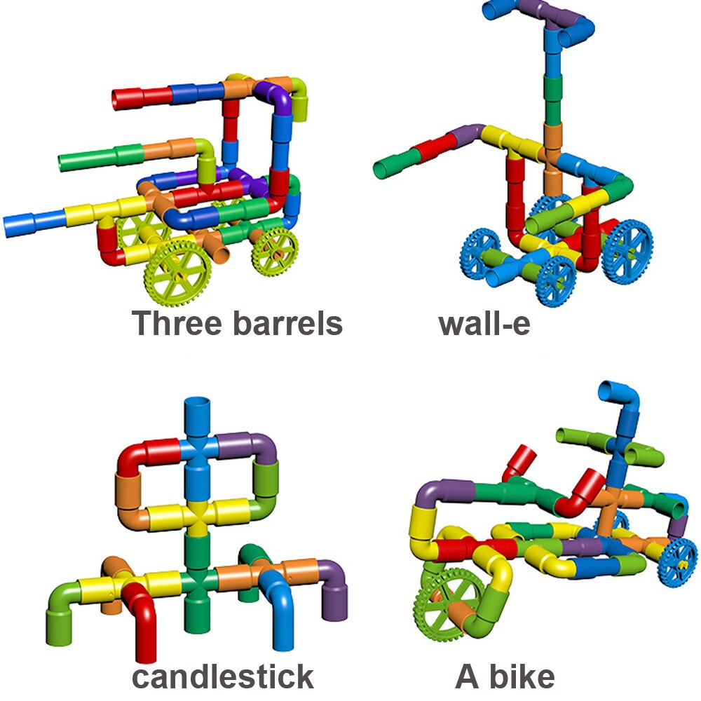 Colorful Creative Pipe Puzzle Building Blocks for Kids With Wheels (64 Pcs | 5117)