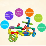 Colorful Creative Pipe Puzzle Building Blocks for Kids With Wheels (64 Pcs | 5117)